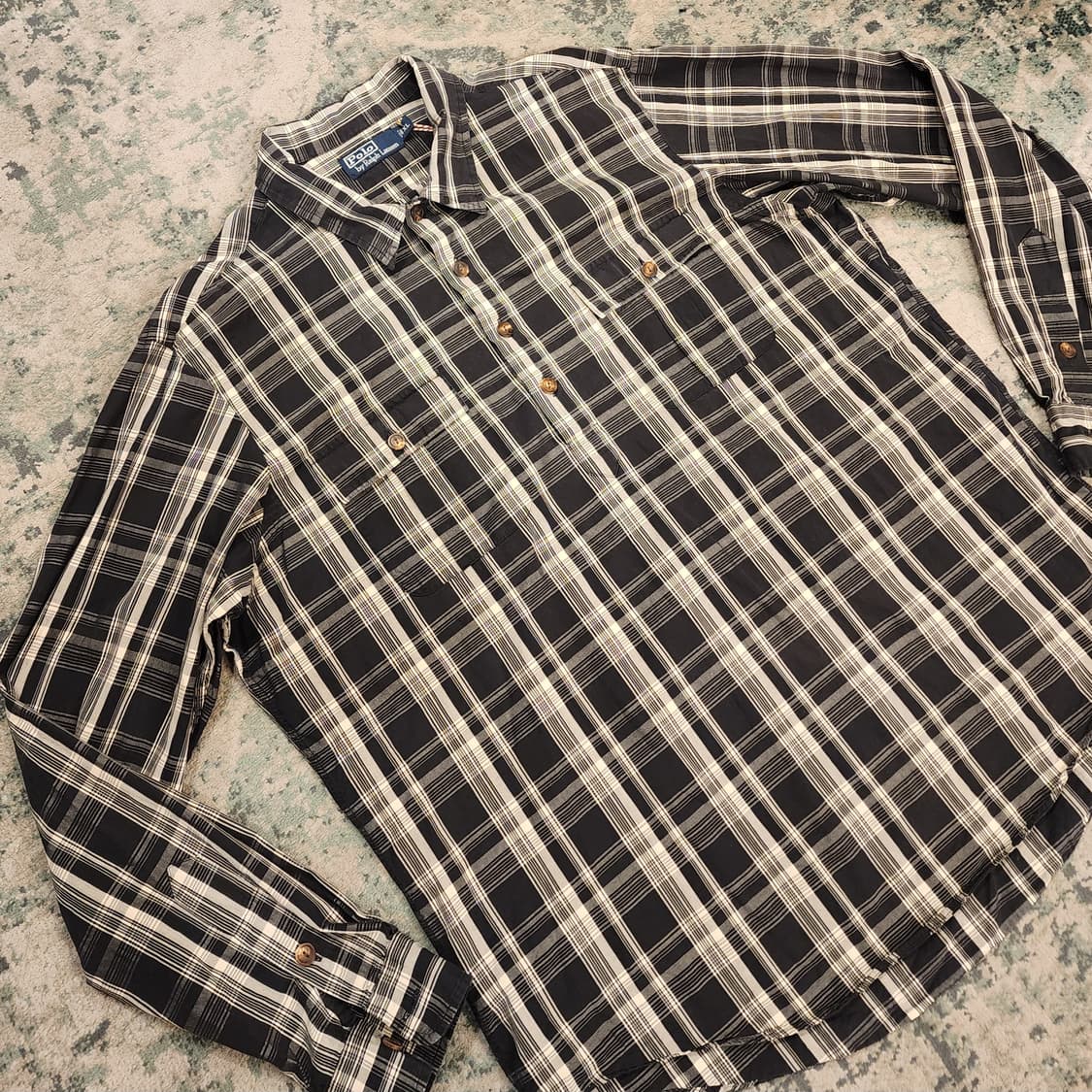 90s제작 POLO 풀오버 체크셔츠 상품이미지2