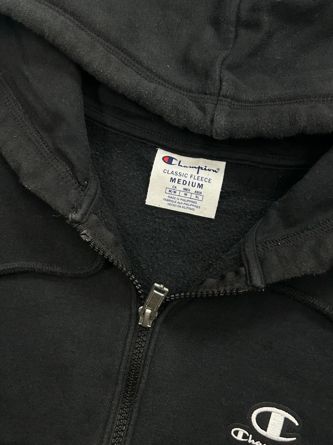 챔피온 스몰로고 블랙 후드집업 M 상품이미지5