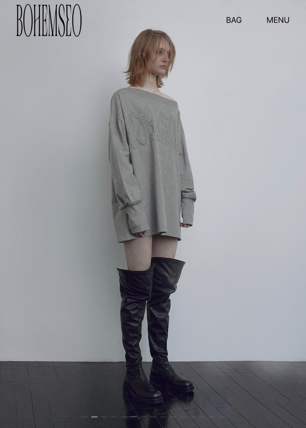 보헤미안서울 언발란스 숄더 티-차콜 상품이미지2