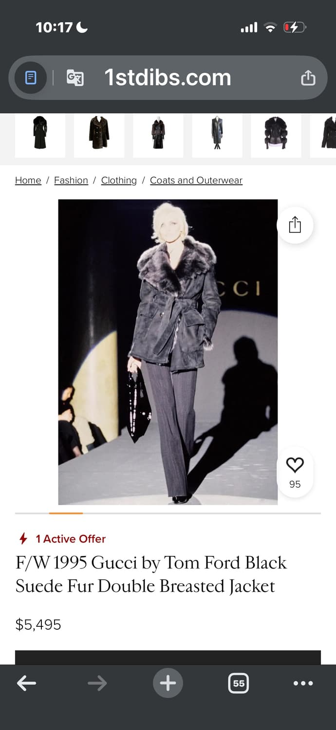 1995AW 구찌 by 톰포드 램스킨 투스카나 시어링 퍼 레더 코트 상품이미지9