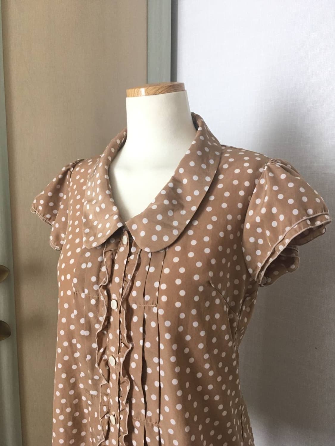 일본빈티지 홍콩블라우스 하구미 모리걸 도트 카메 카모메산장 모리노가토 상품이미지3