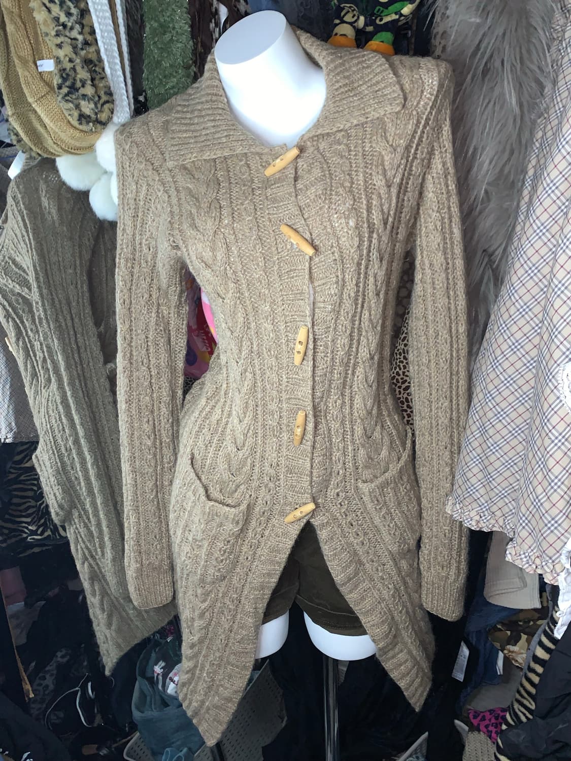 라떼갸루 쿠마모리 더플 롱 가디건 상품이미지1