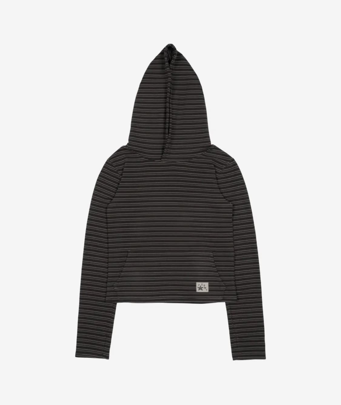 더콜디스트모먼트 TCM 스트라이프 크롭 후드 티셔츠 차콜 상품이미지1