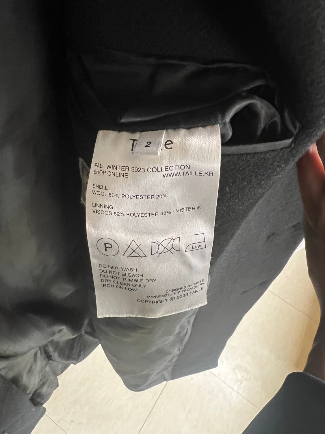 타일레 23fw 싱글 코트 블랙 2사이즈 상품이미지4
