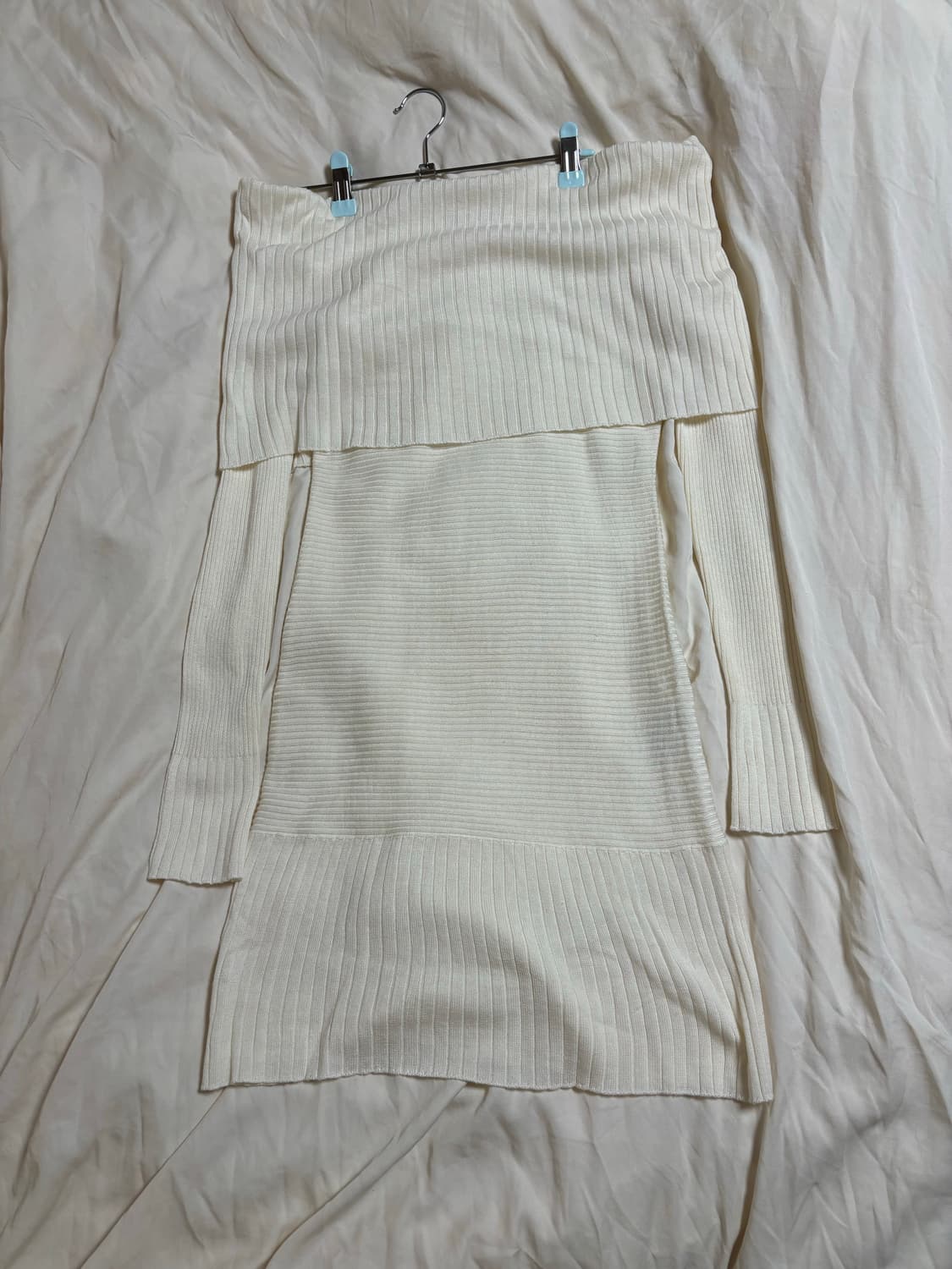 스키니립 오프숄더 미니 원피스 오네갸루 히메갸루 히메카지 옾숄 니트 상품이미지2