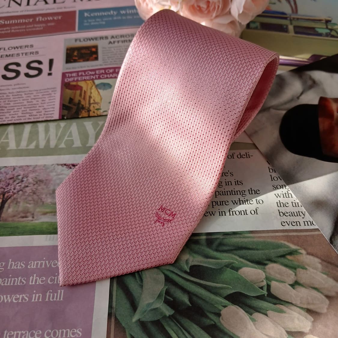 엠씨엠 실크 핑크 텍스처 패턴 넥타이 9cm A+등급 A19653
 상품이미지3