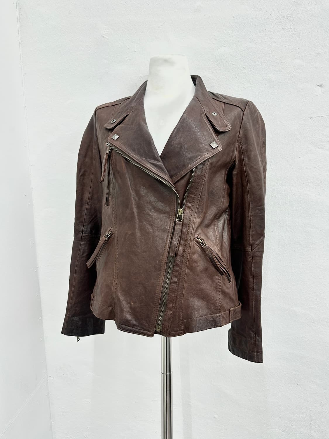 Lambs leather silver stud button jacket 상품이미지1