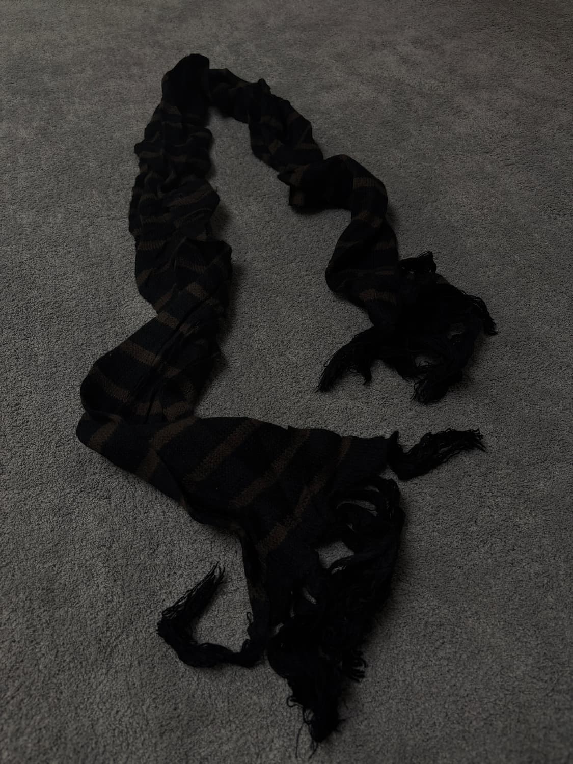 Vintage v-kei punk mood stripe scarf 상품이미지2