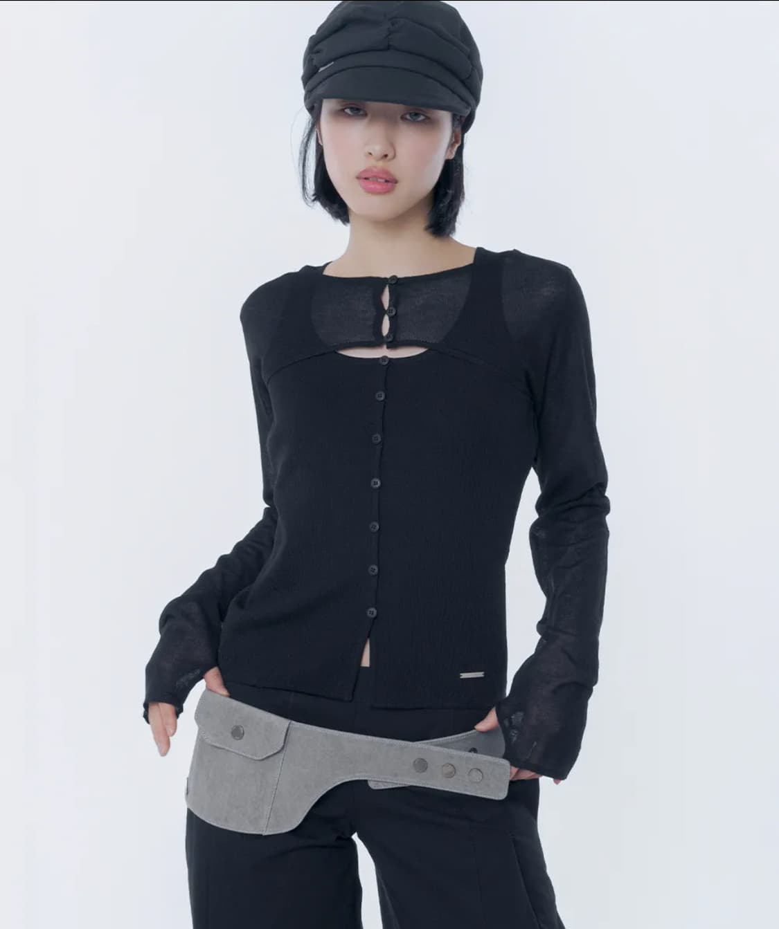 미세키서울 Layered bolero knit top BLACK 상품이미지1