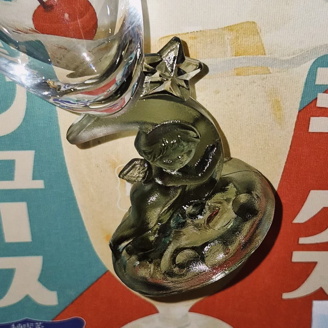 80s 이시즈카 유리 공예 천사&달 샴페인 잔 1p 상품이미지6