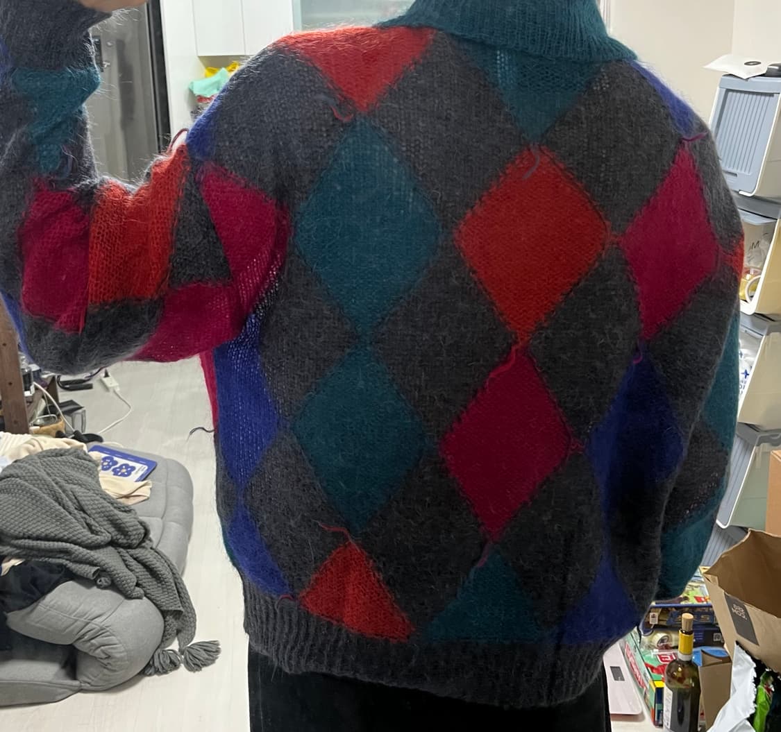 앤더슨벨 모헤어 아가일 가디건 L 상품이미지7