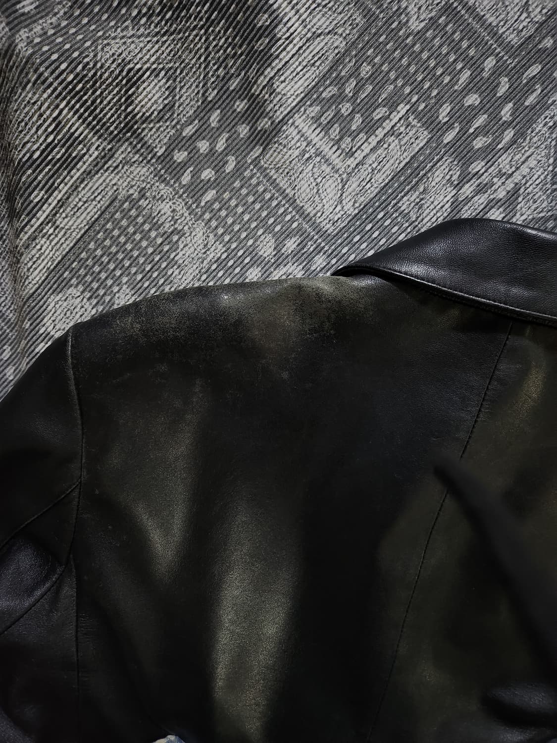 빈티지 레더 블레이저 대디핏 쎄미오버핏 상품이미지7