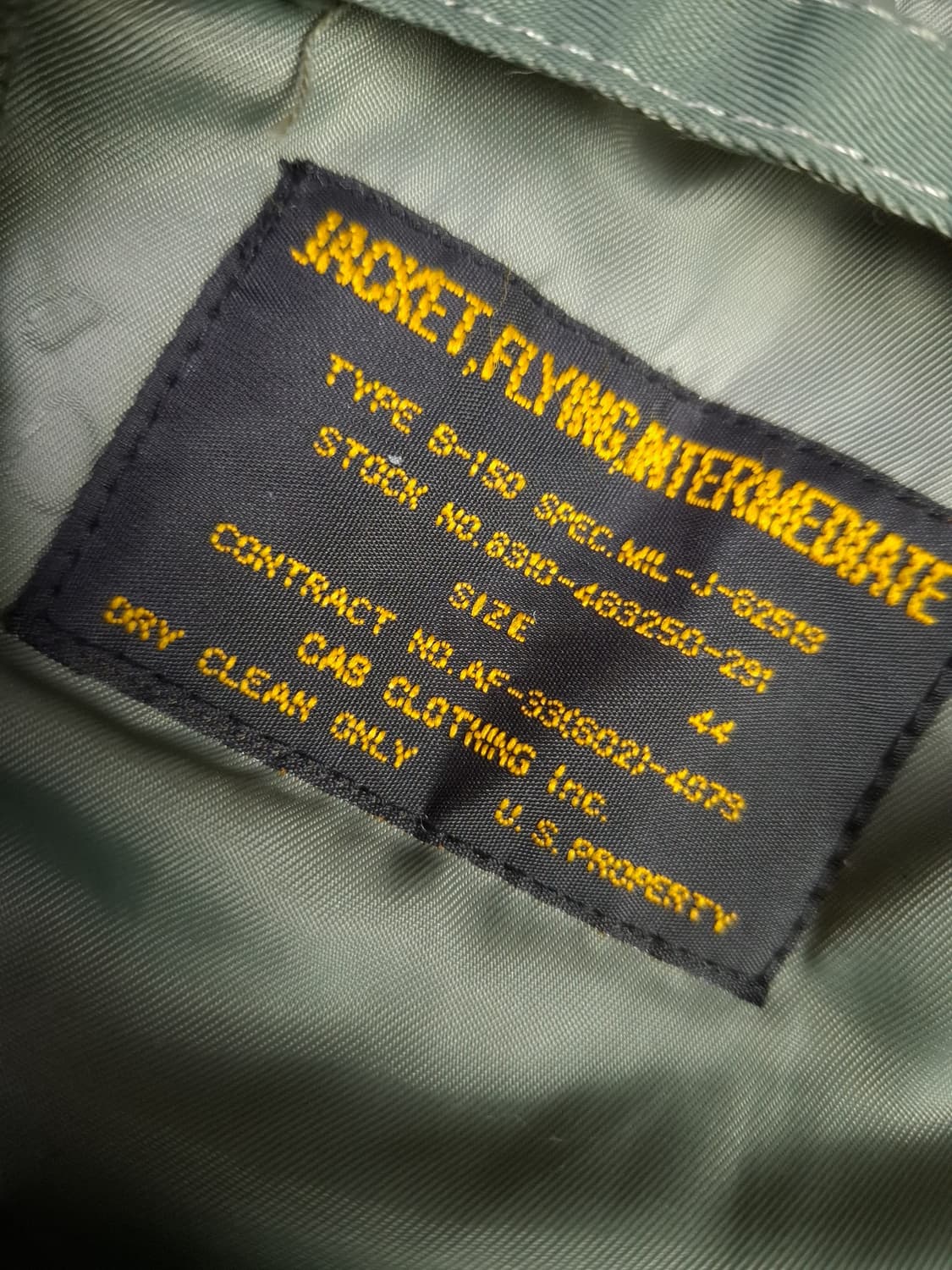 오리지날 캡클로딩사 미공군 L-2B 복각 울파일 항공점퍼 상품이미지3