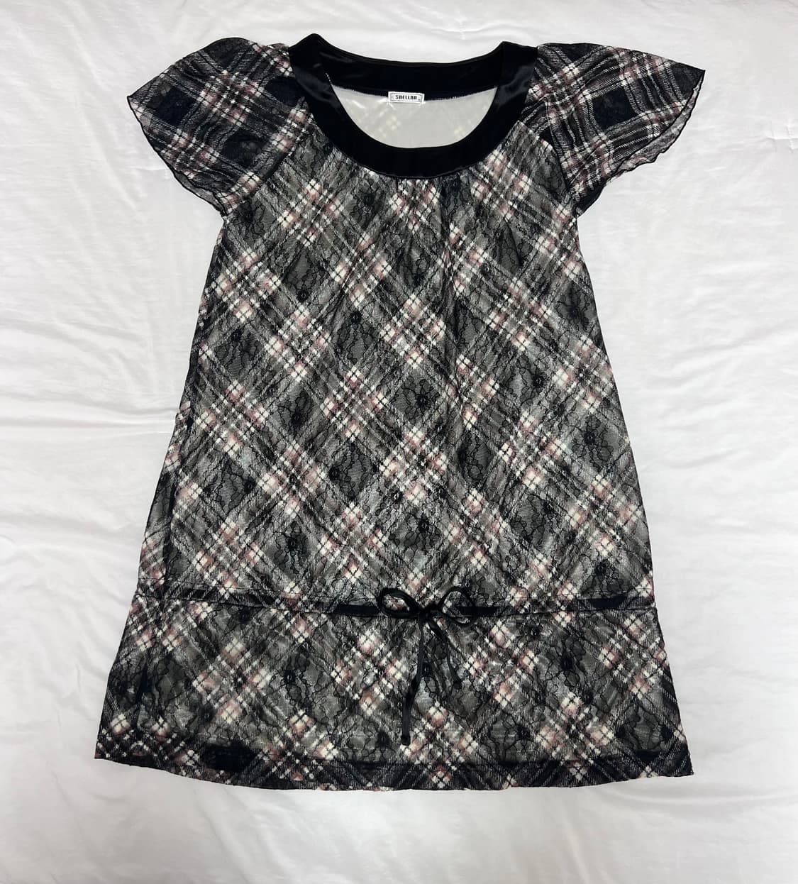 SHELLNA 체크 레이스 원피스 상품이미지1