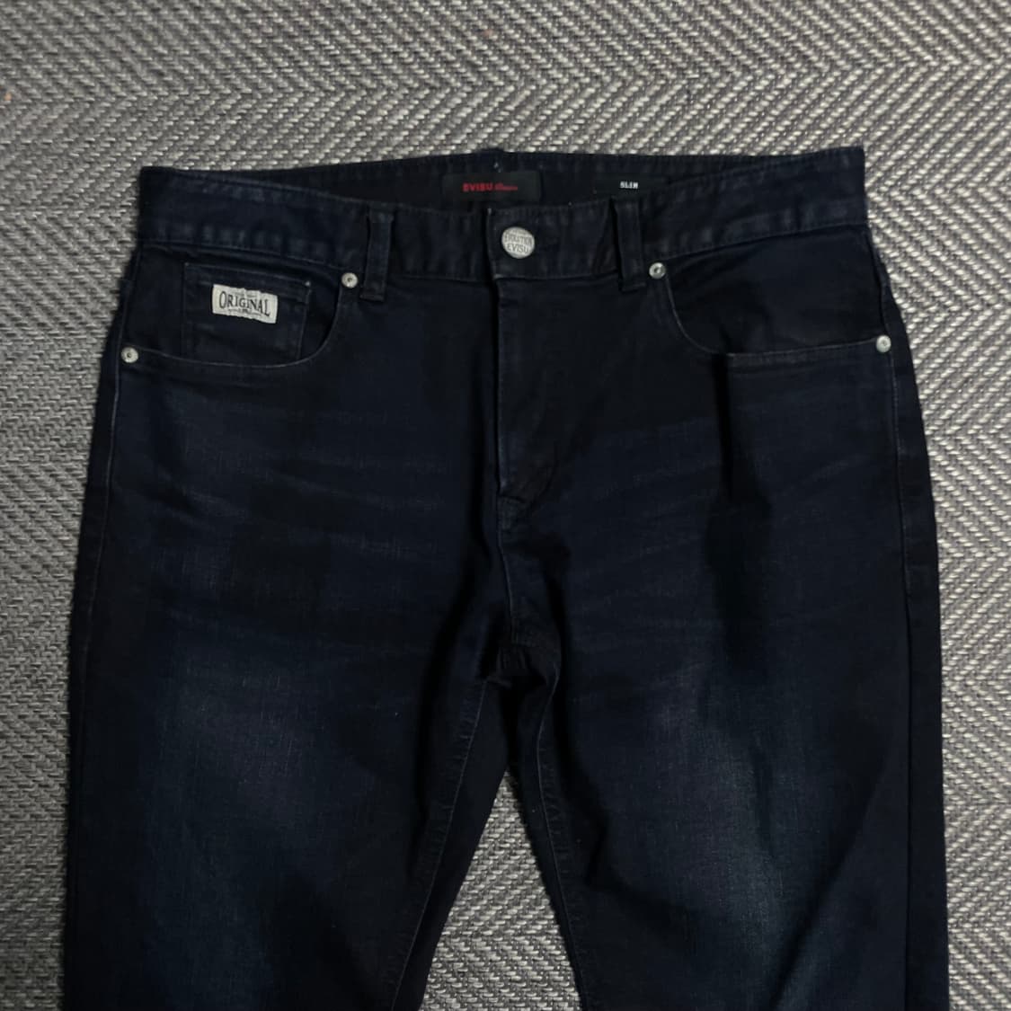 EVISU 에비수 오리지날 슬림핏 네이비 흑청 워싱 데님팬츠 y 5912 상품이미지5