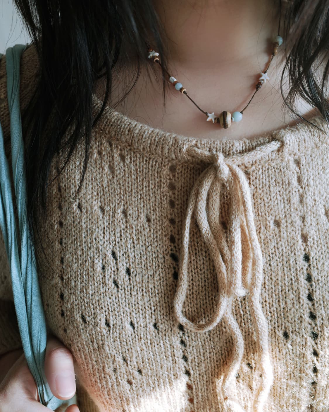 wood star-donut necklace 우드 스타 도넛 목걸이 상품이미지3