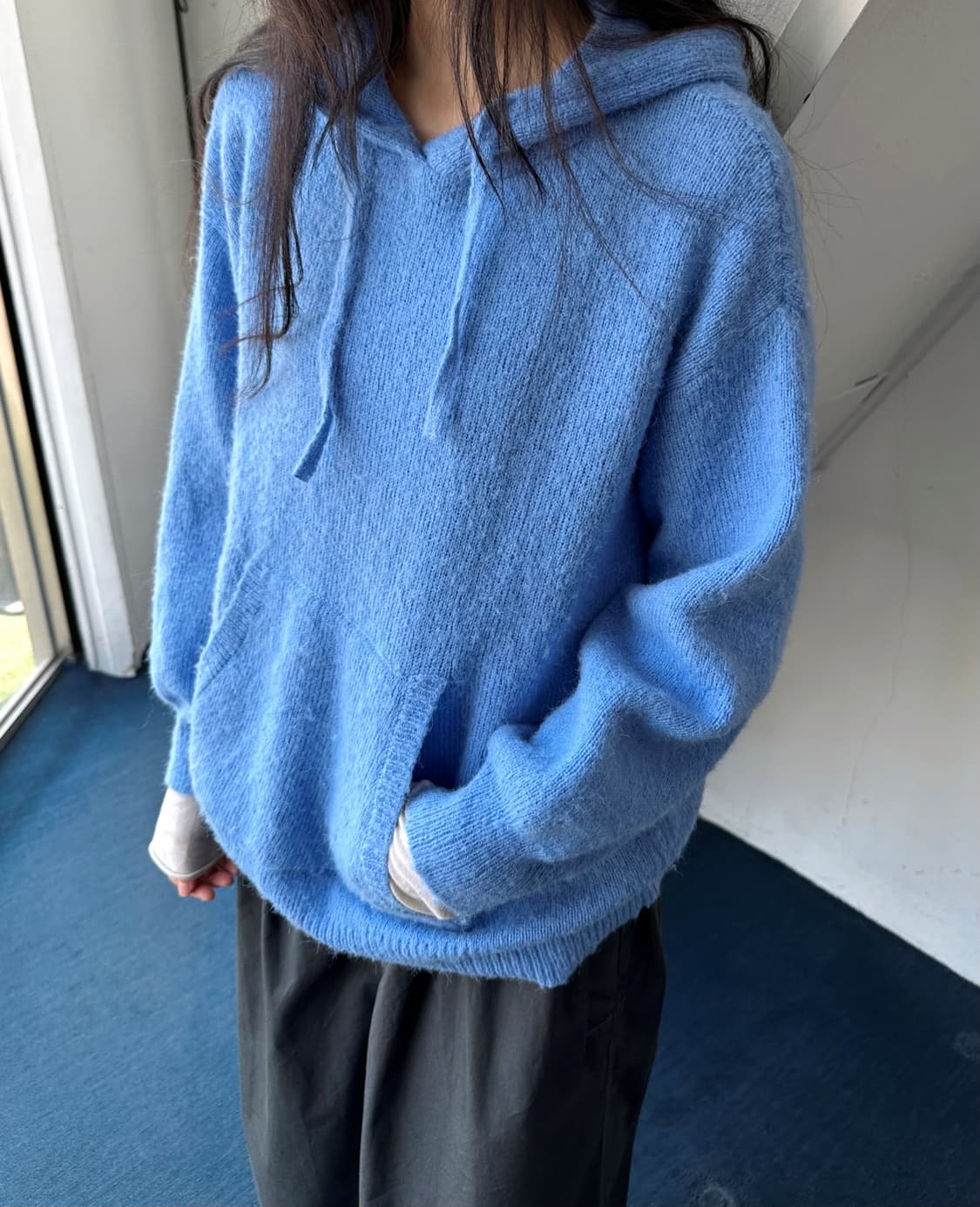 Brushed fabric hooded design knit P/O 상품이미지5