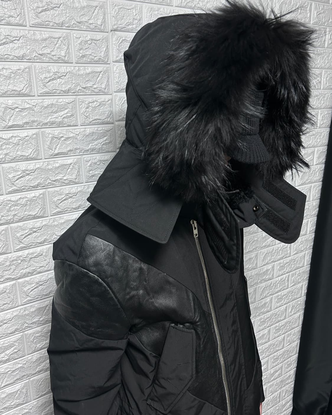 시스템 사무라이 후드 레더 패디드 자켓 상품이미지3