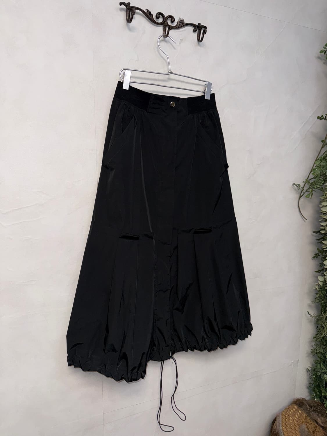 Black balloon string pleats zipper skirt 상품이미지2