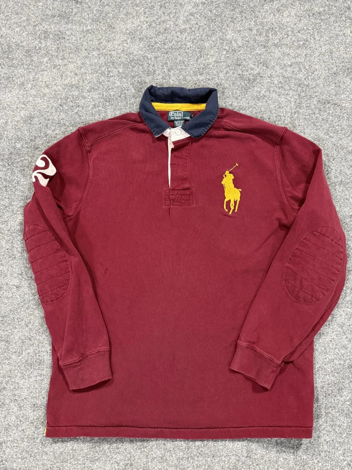 폴로 랄프로렌 빅포니 엘보 패치 럭비 셔츠 버건디 상품이미지1