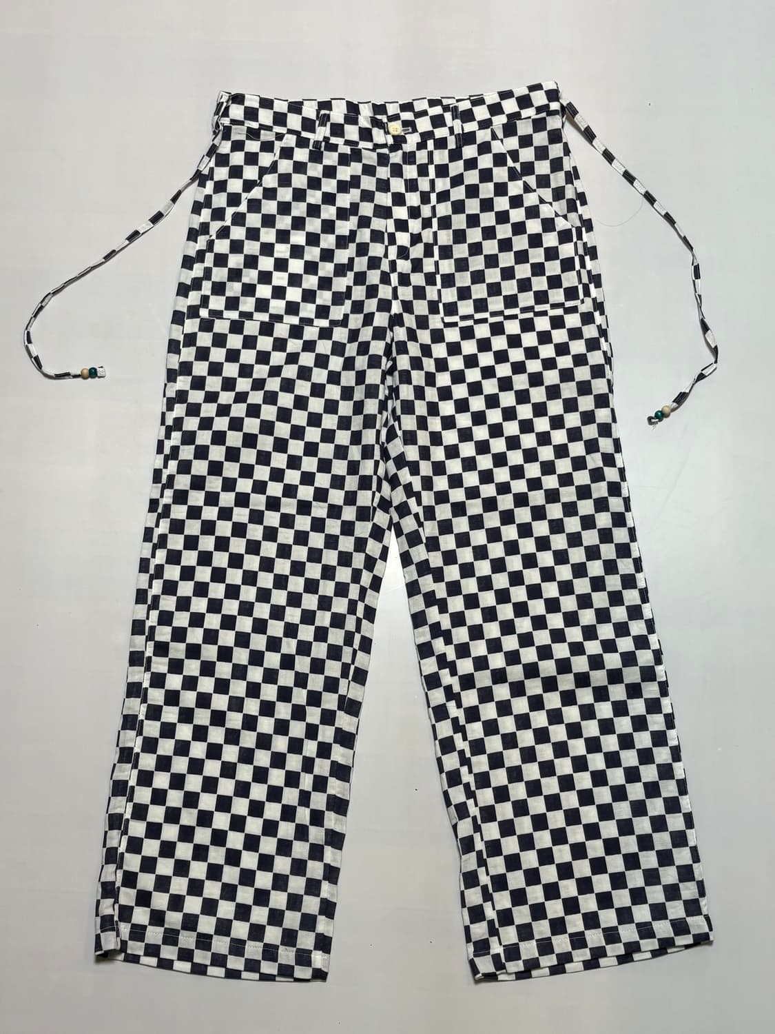 와이낫어스 체크보드 트루저 네이비 상품이미지1