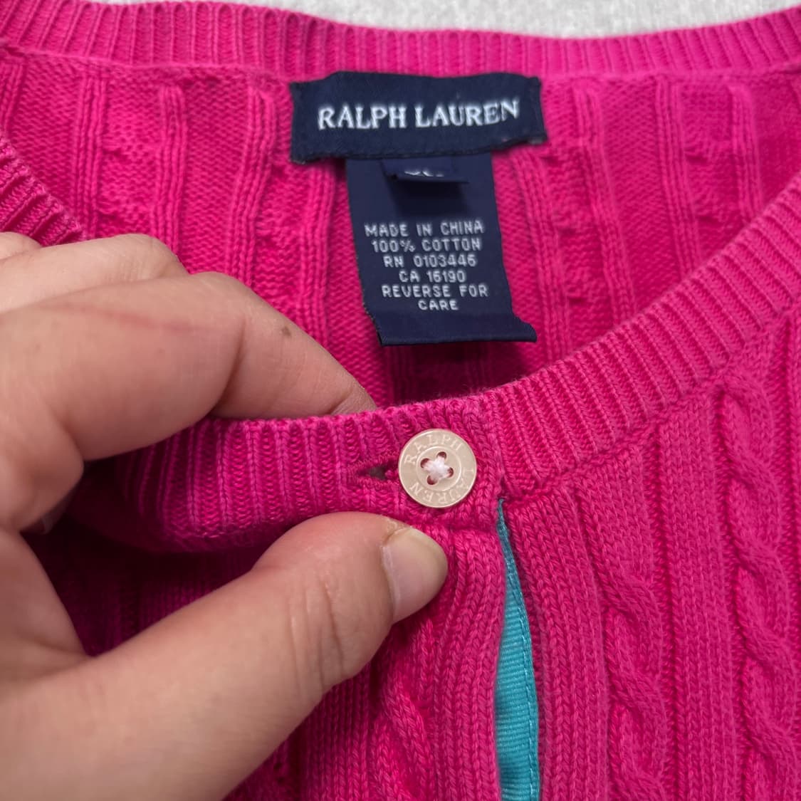 W 95 폴로랄프로렌 핑크 꽈배기 니트  상품이미지6