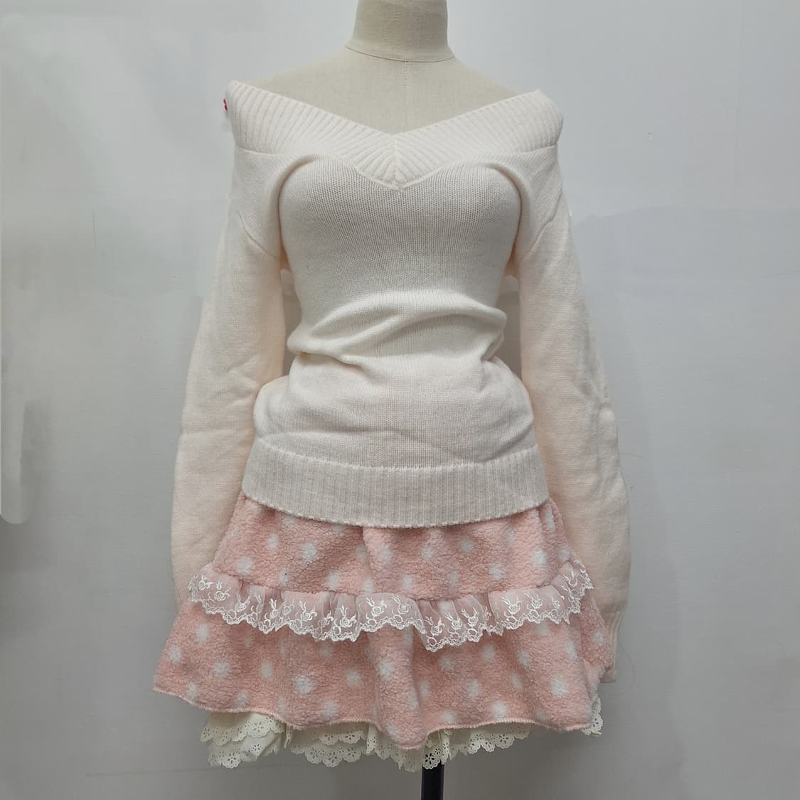 마카롱 스커트 핑크 갸루 히메갸루 라떼갸루 러블리 도트 큐롯 상품이미지2