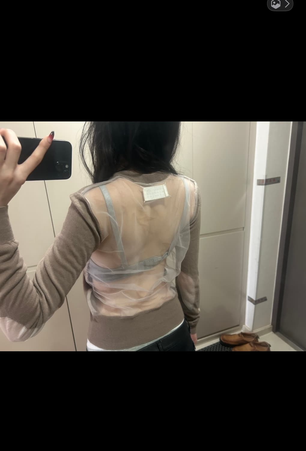 마르지엘라 엘보우 패치 시스루 니트 상품이미지2