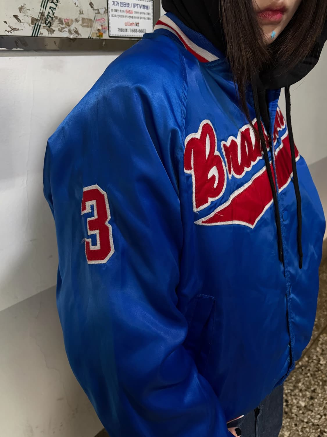 90s 올드스쿨 파란색 스타디움 배색 자켓  상품이미지3