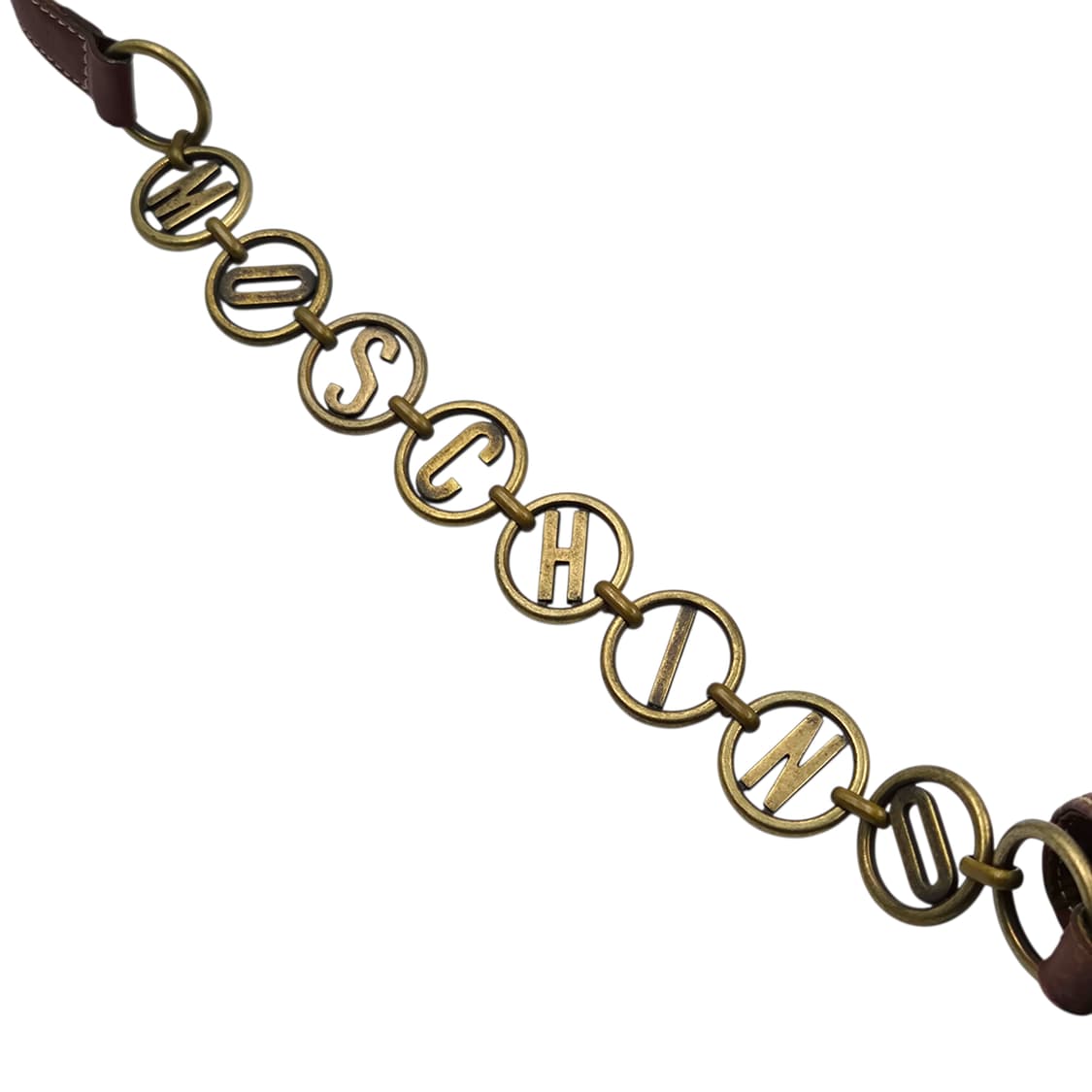 90s 이탈리아 모스키노 스티치 하트 레더 체인 백 상품이미지4