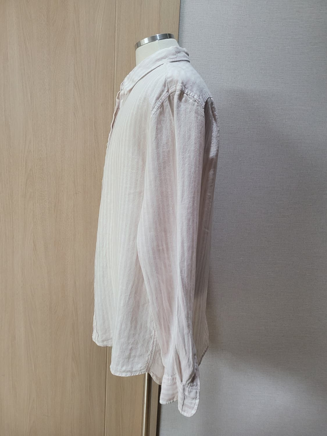 에잇세컨즈 8seconds 남자 린넨 스트라이프 셔츠 110 핑크 상품이미지5