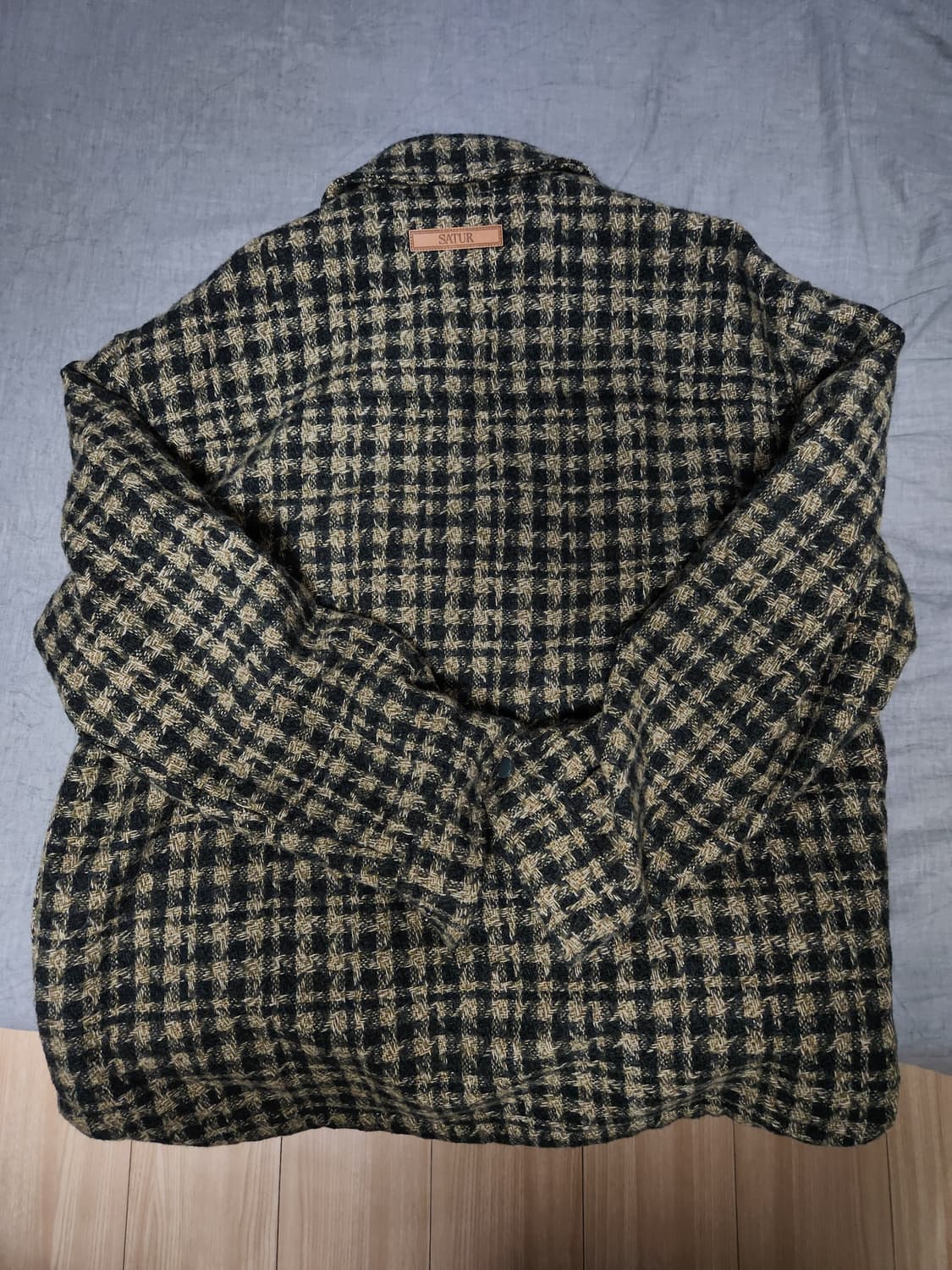 SATUR 체크 플리스 셔츠 자켓 카키 상품이미지2