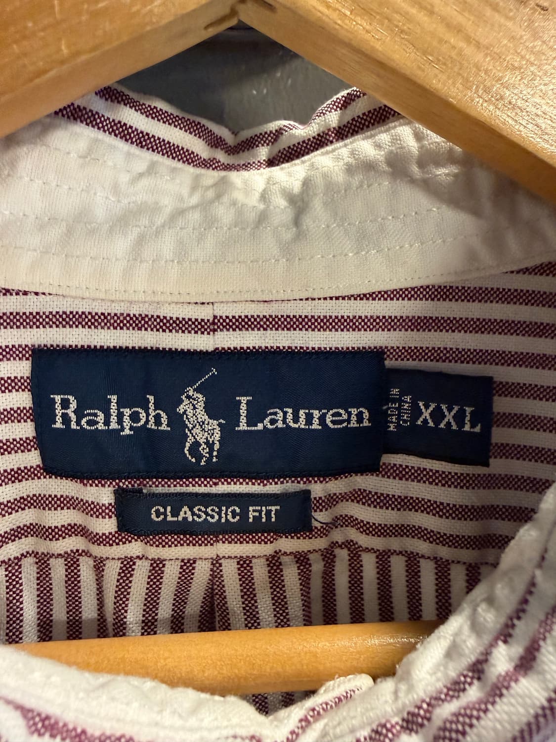 XXL 랄프로렌 클래식핏 포켓 자수 스트라이프 셔츠 퍼플화이트 상품이미지6