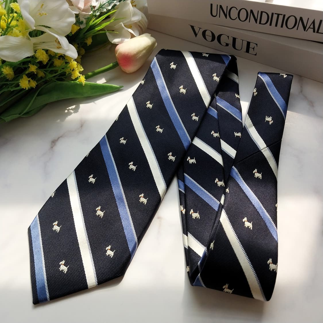 챕스 실크 네이비 강아지 패턴 넥타이 8.5cm A+등급 K945
 상품이미지6