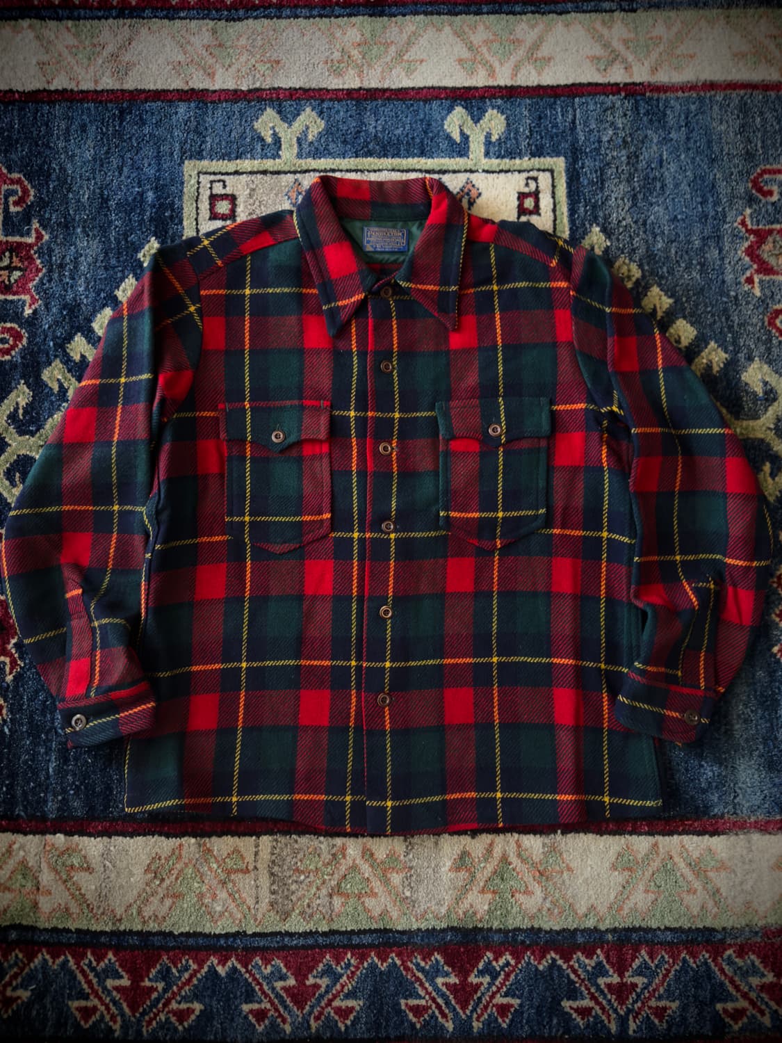 60s 70s Pendleton 퓨어 버진 울 플란넬 체크 셔츠 상품이미지1