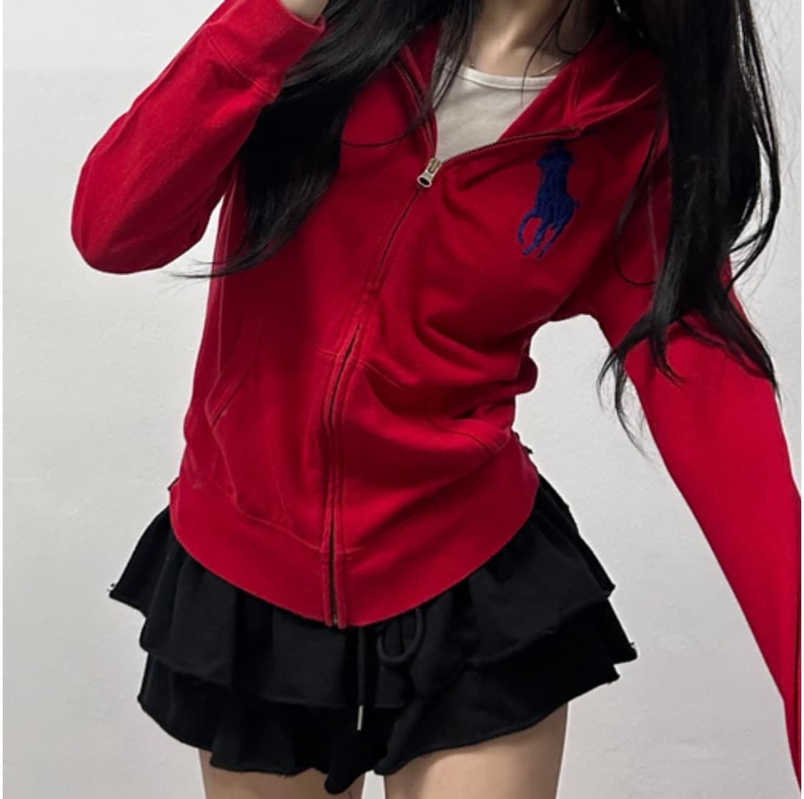 폴로 랄프로렌 빅포니 대대장 레드 후드집업 희귀져지 상품이미지1