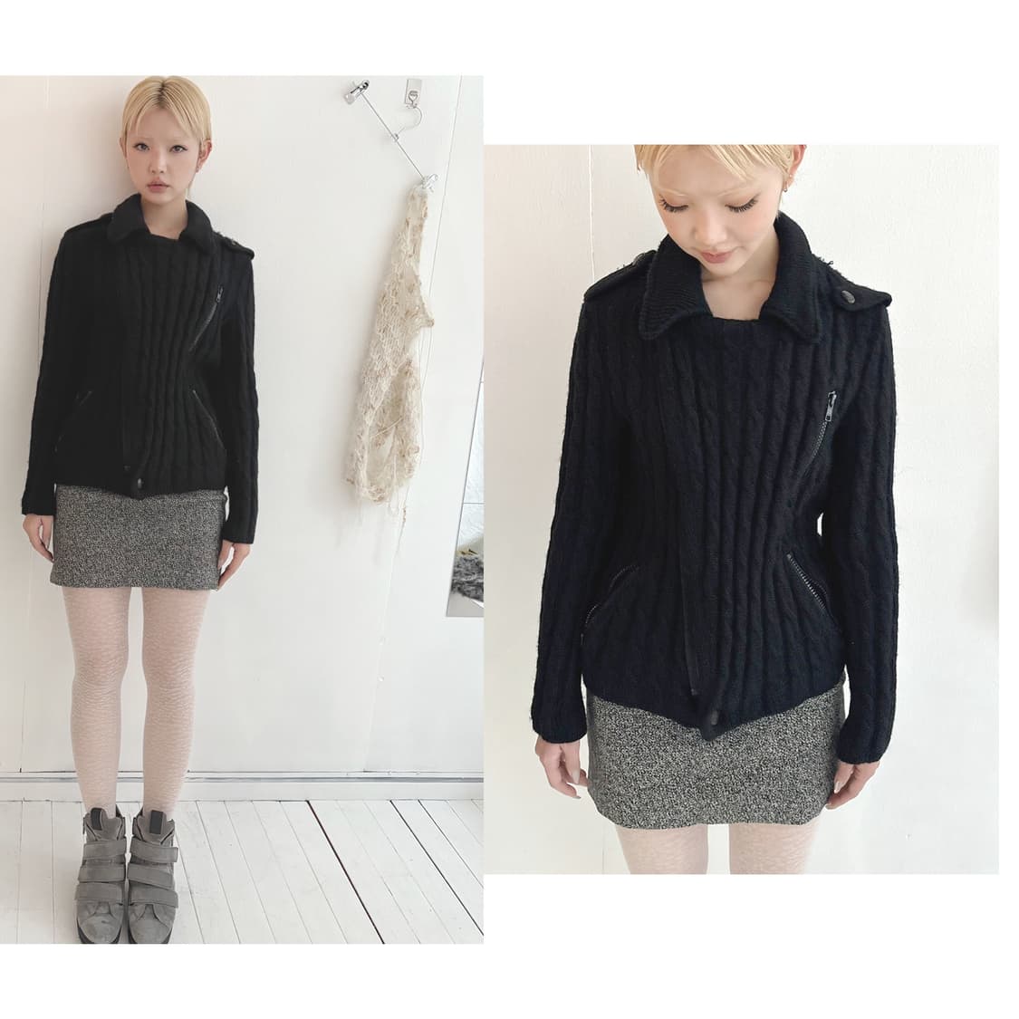 wool knit biker jacket 상품이미지7