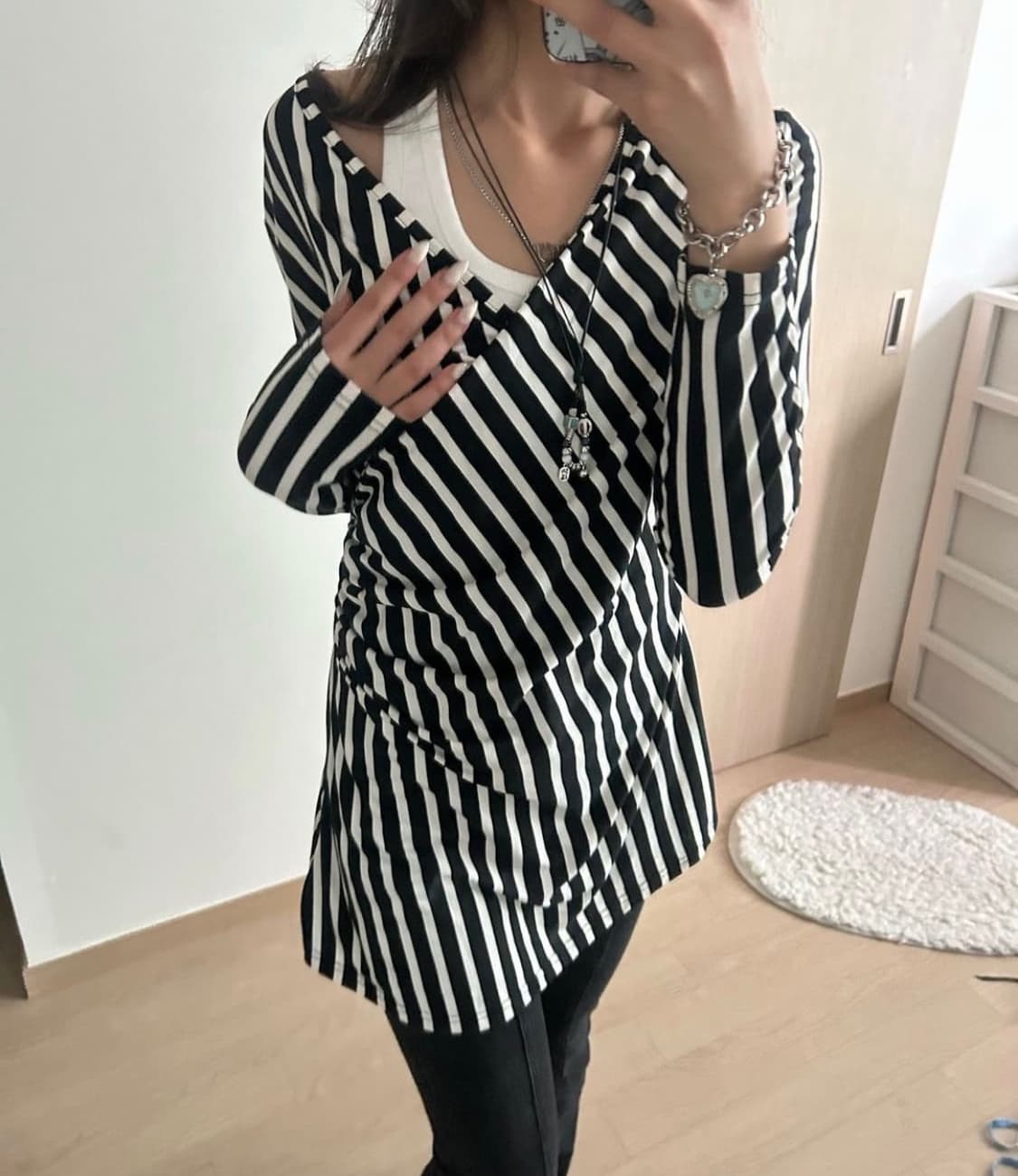 stripe shirring top 상품이미지5