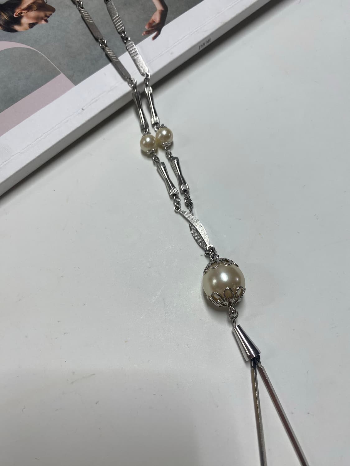 실버톤 드롭 진주 목걸이 상품이미지6