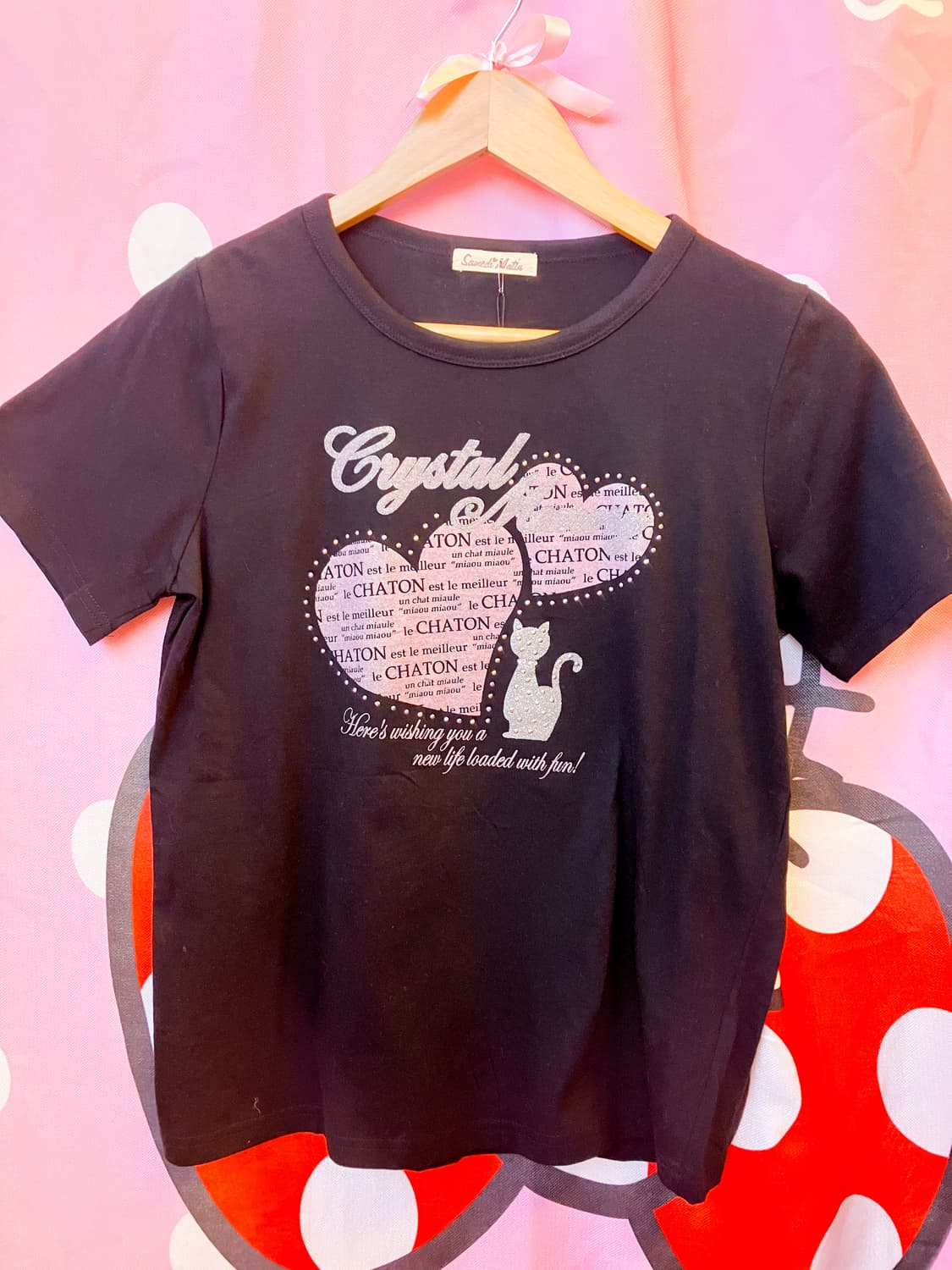 jpn 고양이 큐빅 티셔츠 상품이미지1