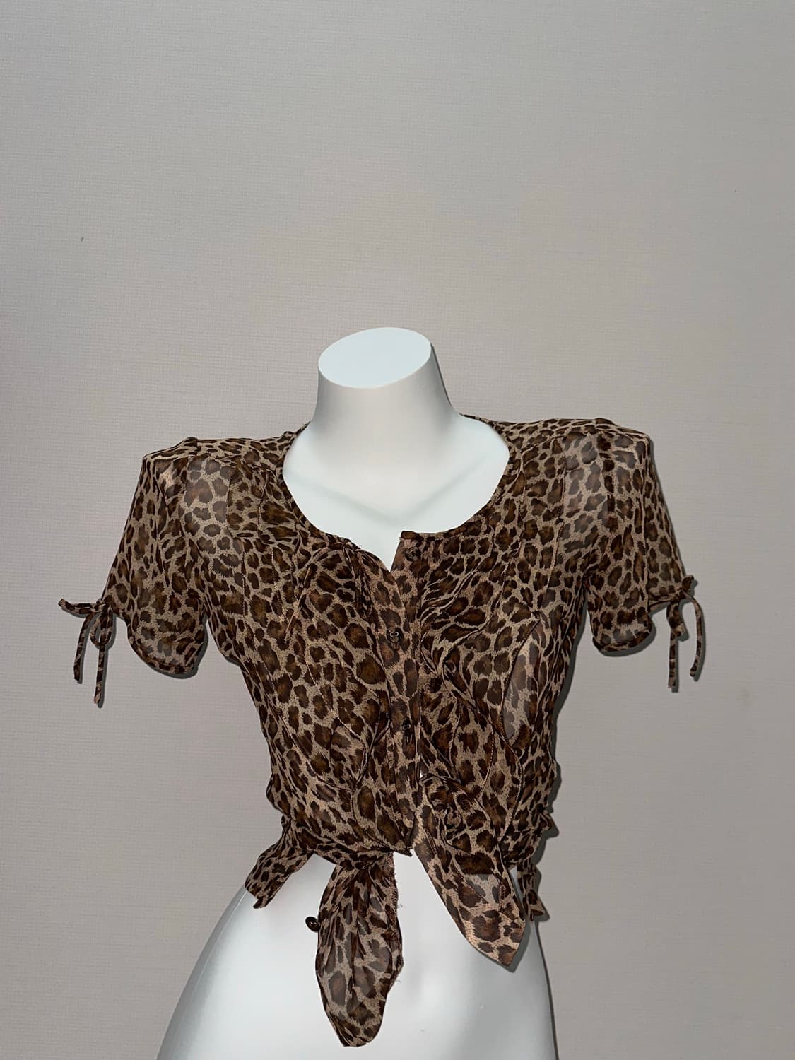 빈티지 갸루 호피 반소매 블라우스 상품이미지4
