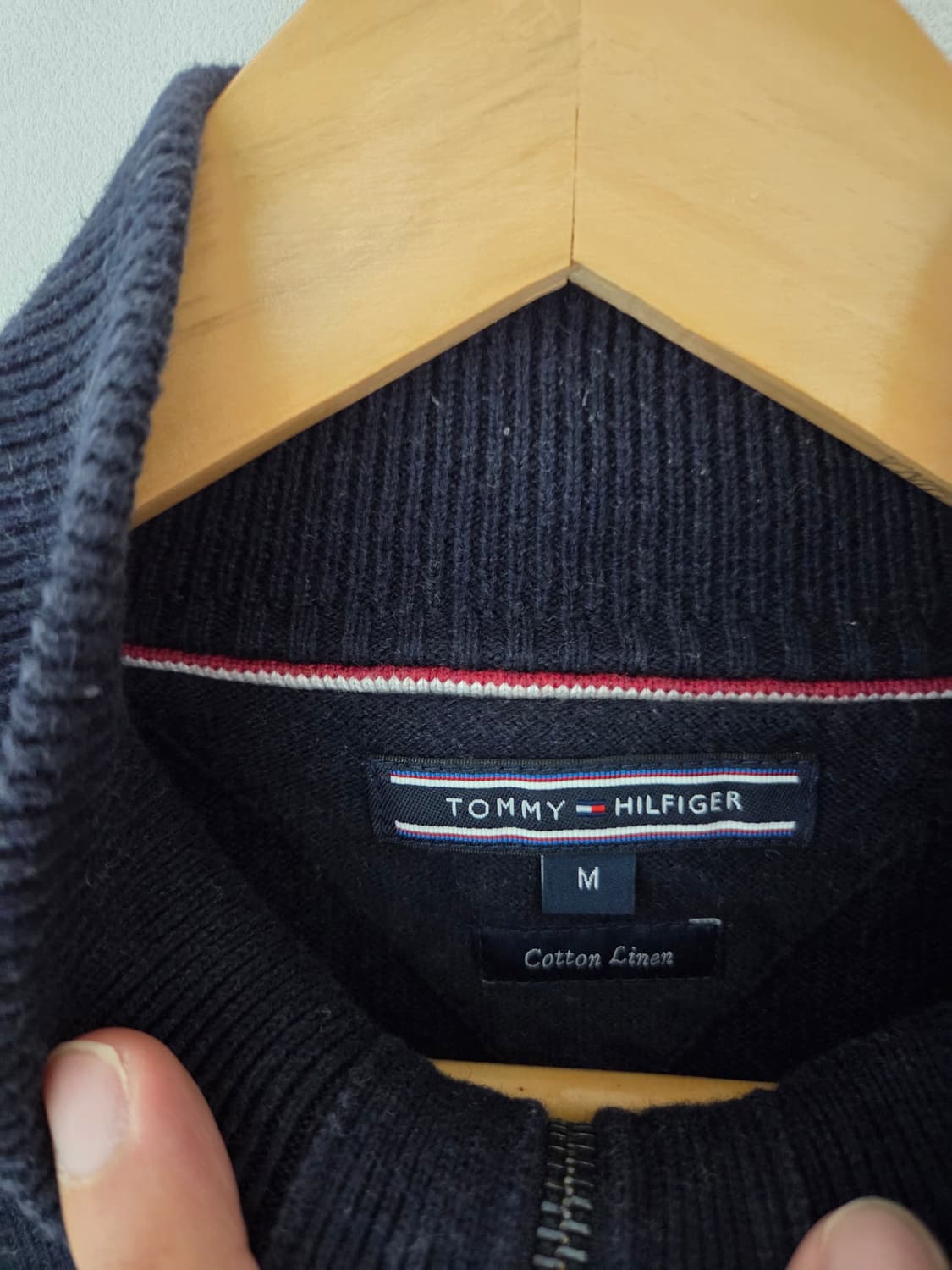 타미힐피거 코튼린넨 네이비 집업니트(100사이즈) 상품이미지5