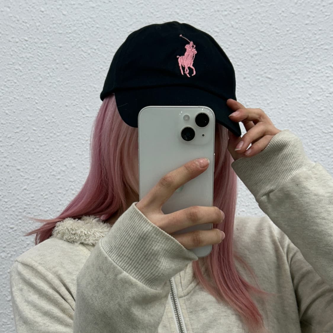 폴로 랄프로렌 딸기우유맛 미들포니 블랙 볼캡 ( 새상품 ) 상품이미지1