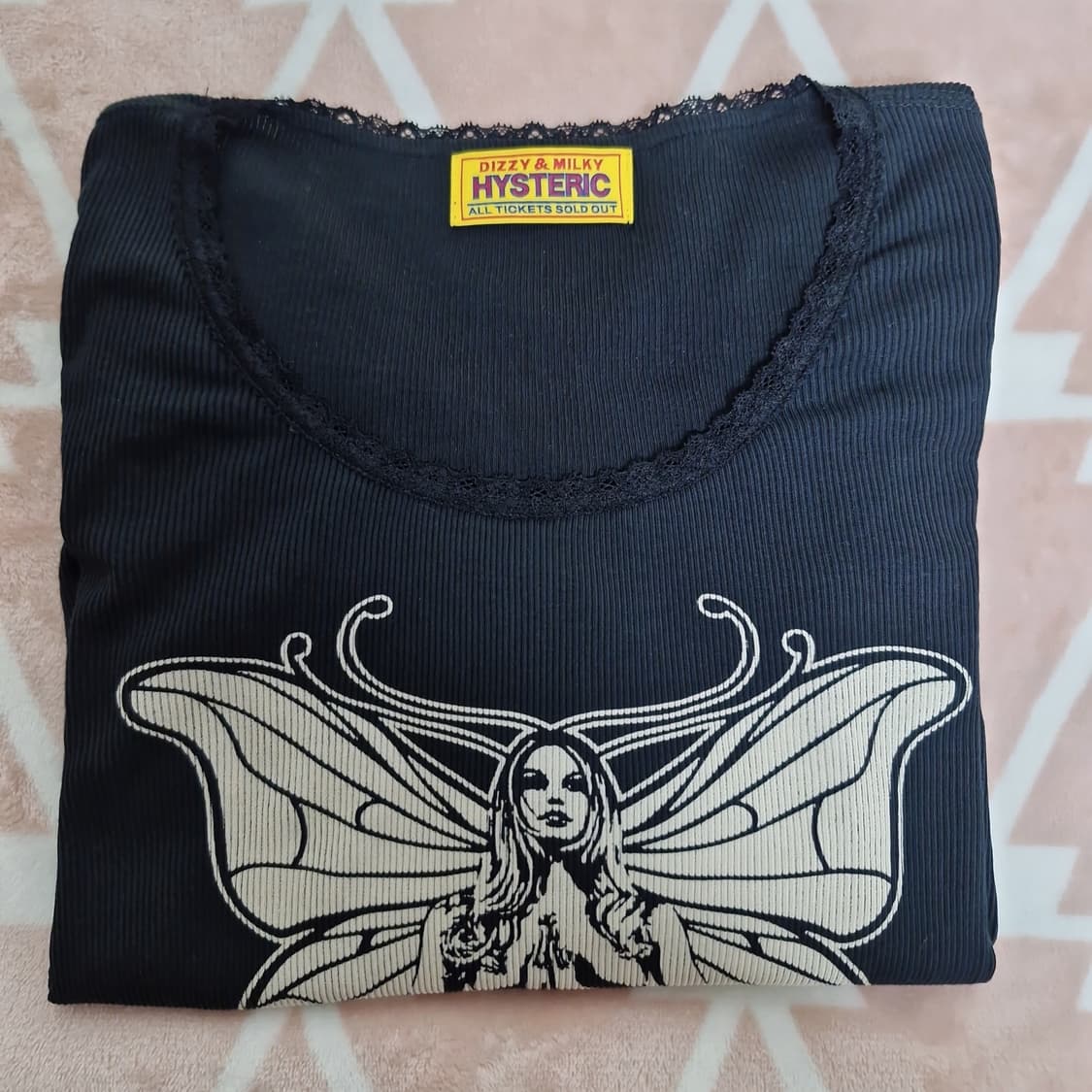 히스테릭 글래머 레비테이티드 걸 치비 티셔츠 블랙 긴팔 레이스 상품이미지2