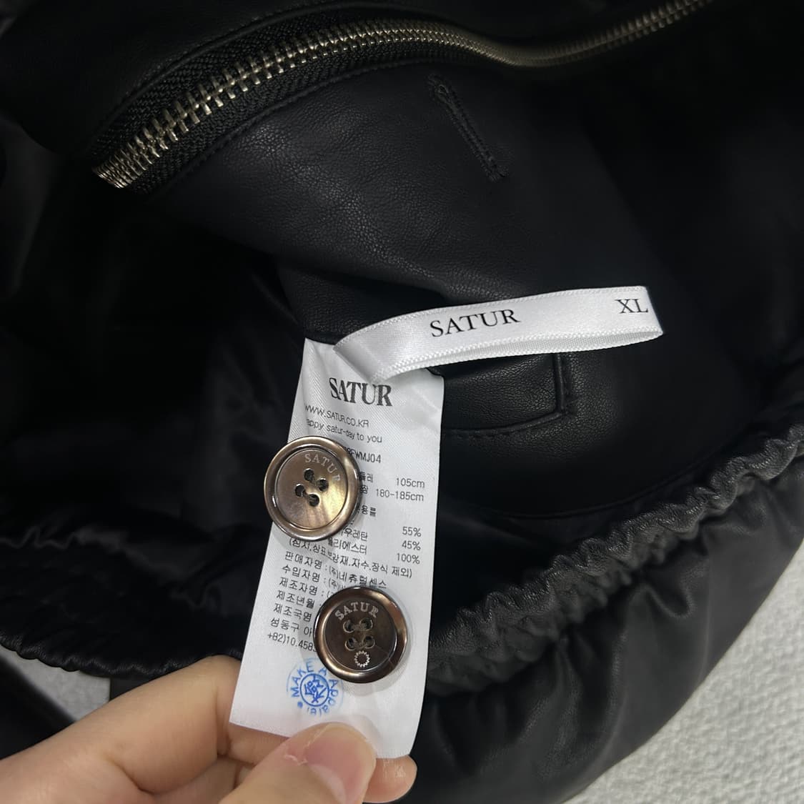 SATUR 블랙 레더 봄버 자켓 L 상품이미지3