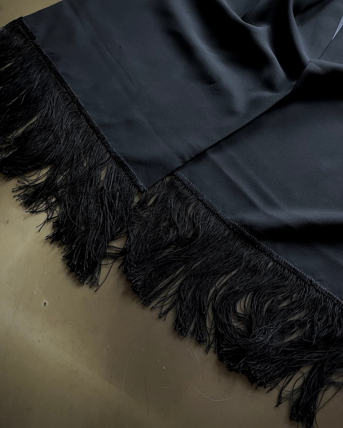 Jpn Vintage Tassel Trim Black Long Scarf 상품이미지8
