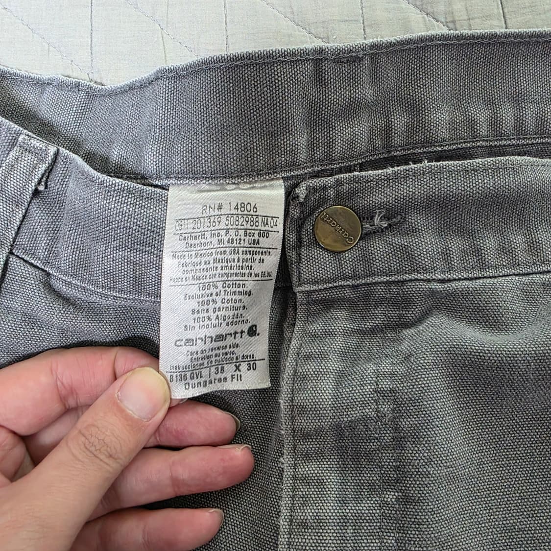 [38X30] 빈티지 칼하트 더블니 B136 GVL 트래쉬드 팬츠 G-3 상품이미지5