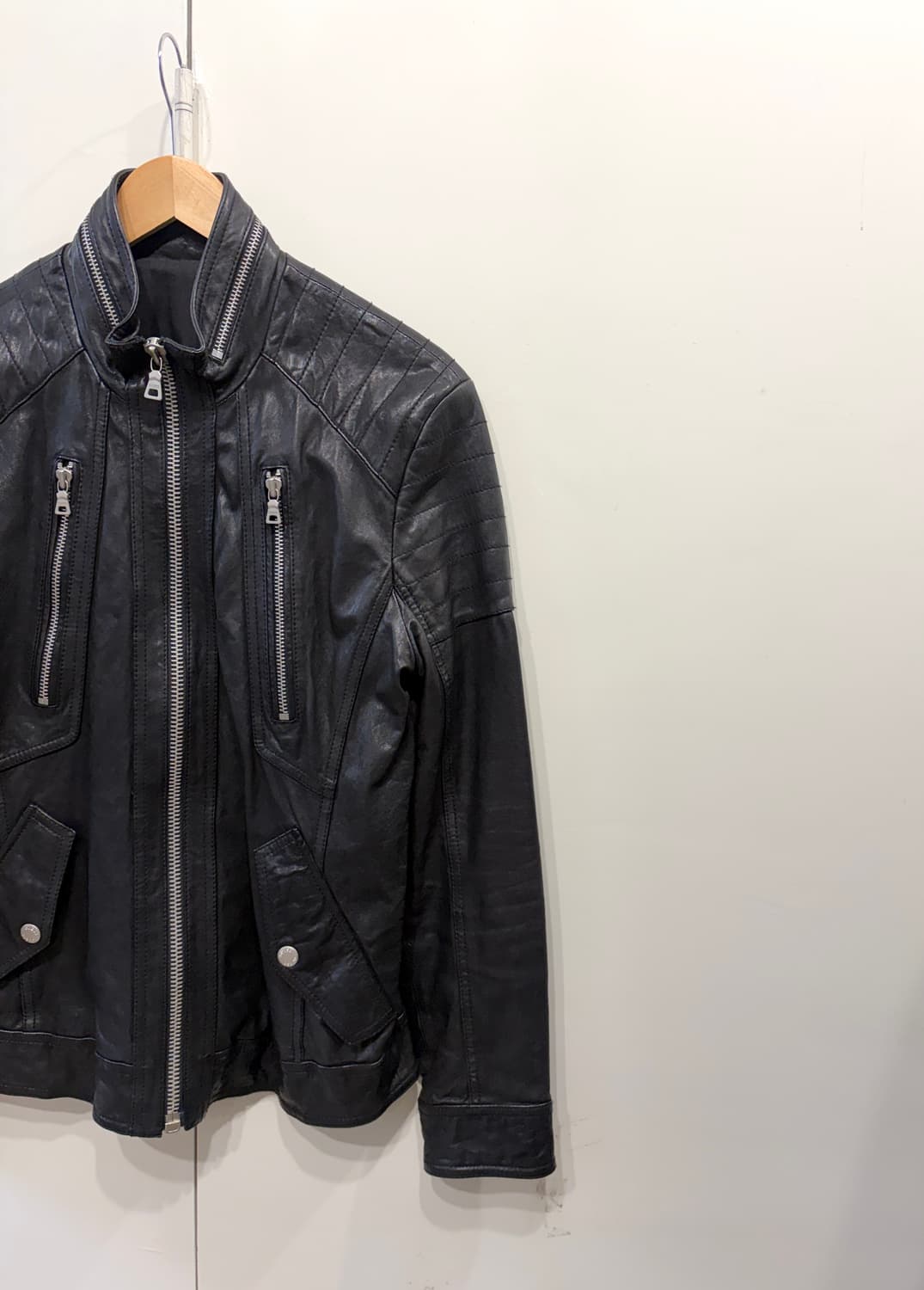 게스 램스킨 바이커 레더 자켓 상품이미지3