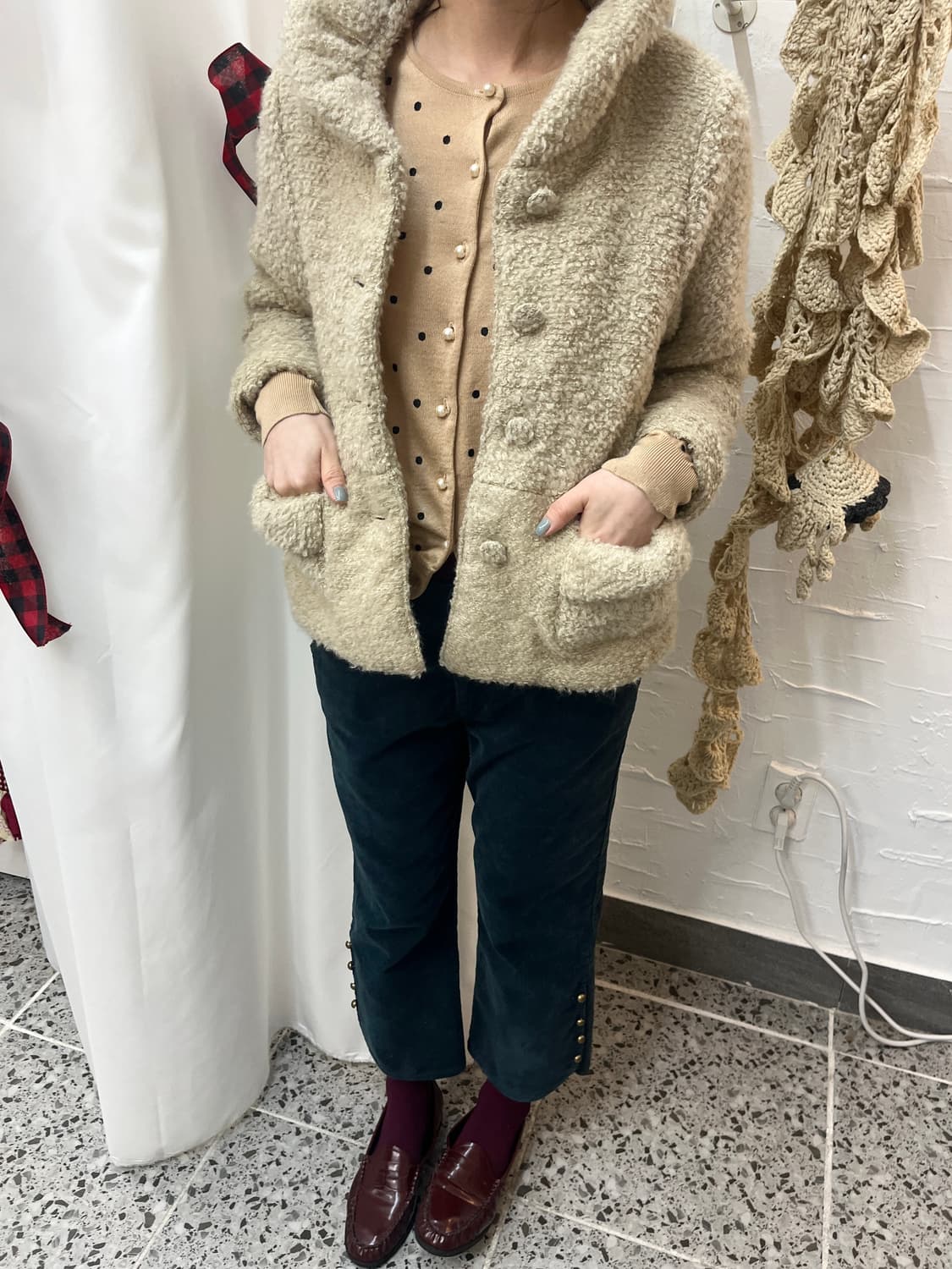 Teal corduroy capri pants 상품이미지3