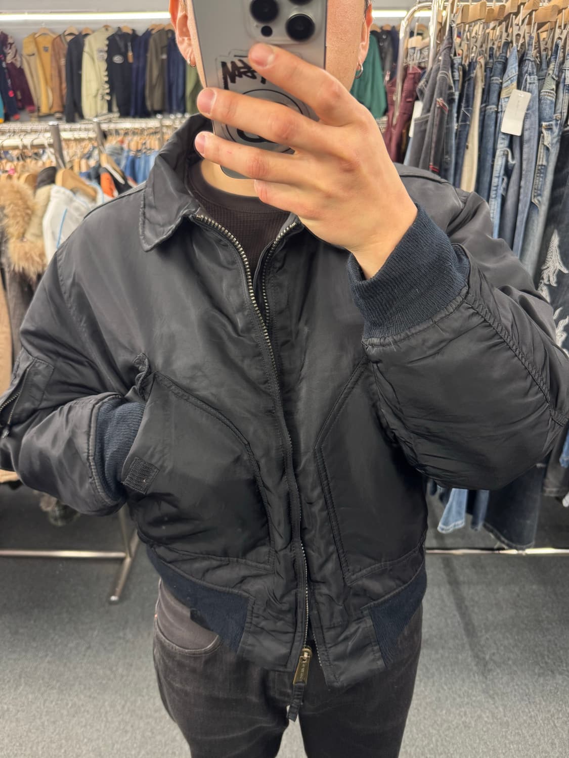 S)USA BUSTER 빈티지 CWU-36 블랙 플라이트 자켓 항공점퍼 상품이미지1